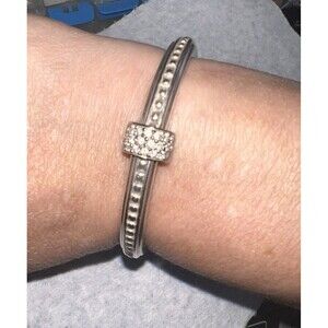 Slane & Slane Sterling Silver Diamond In 10k Gold Clasp Hinged Bracelet 49 Grams